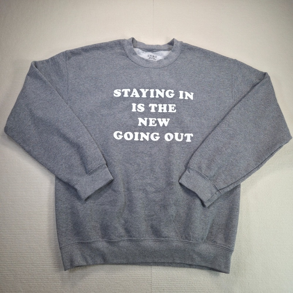 Women's Sweater Long Sleeve Pullover "Staying In" Size M Cotton Blend